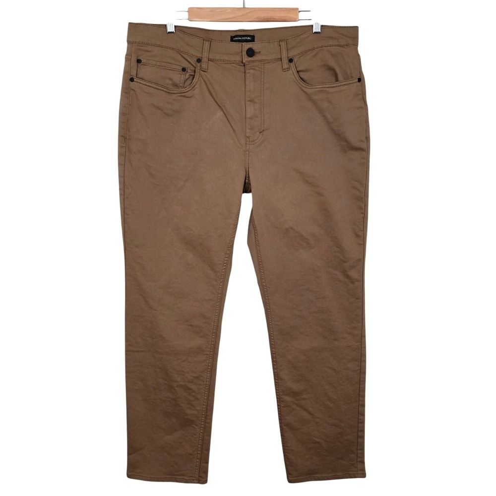 Banana Republic Men's Brown Slim Fit Stretch Chino Cotton Blend Stretch Pants 36